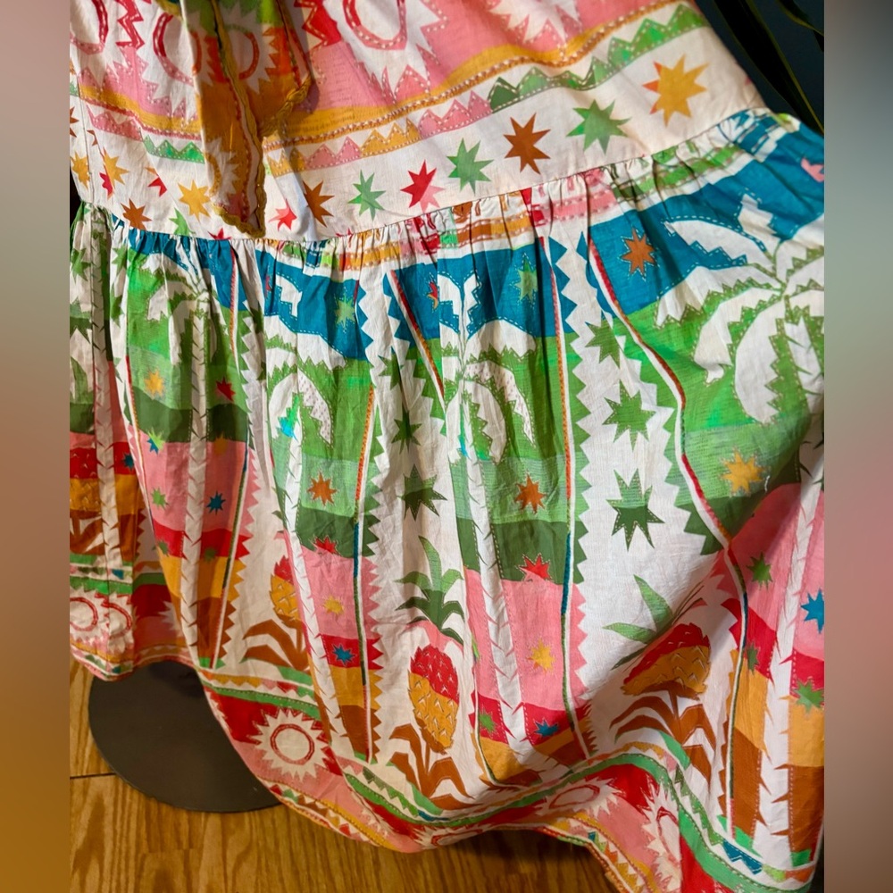 Farm Rio Rainbow Sunset Halter Neck Maxi Dress Tropical Hawaii Vibrant Print XL - Picture 7 of 16